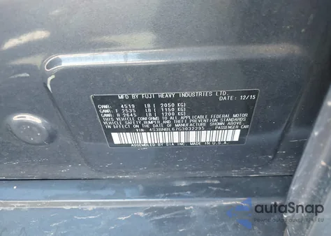 2016 Subaru Legacy 2.5I Limited z USA, uszkodzony, nr VIN 4S3BNBL67G3032295